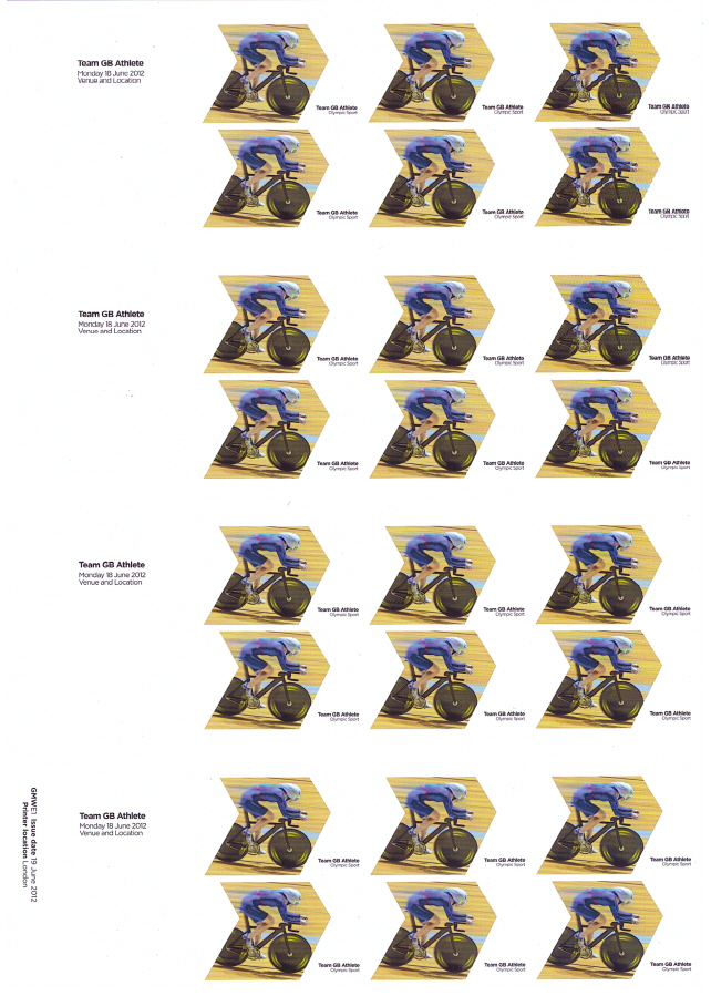 (image for) "Nelson" Cyclist Trial 2012 Olympic Gold Medal Winner imperforate sheet.